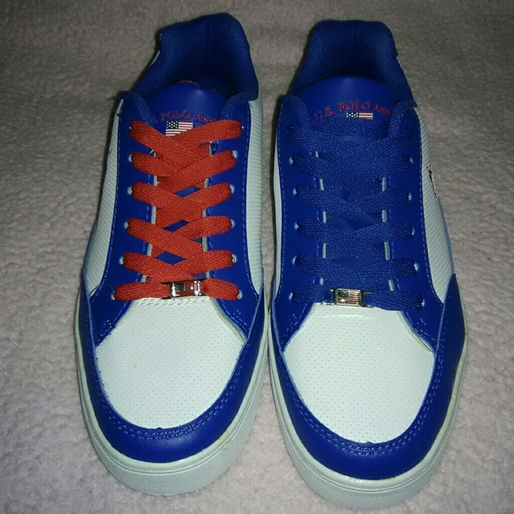💕NWOT Polo Ralph Lauren Blue/White Sneakers - Picture 3 of 7